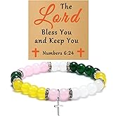 Gfhzdmf Christian Gifts for Women Religious Cross Bracelet Jewelry Faith Confirmation Baptism First Communion Catholic Christmas Birthday Gifts for Women Sister Daughter Her Beaded Bracelet with Card