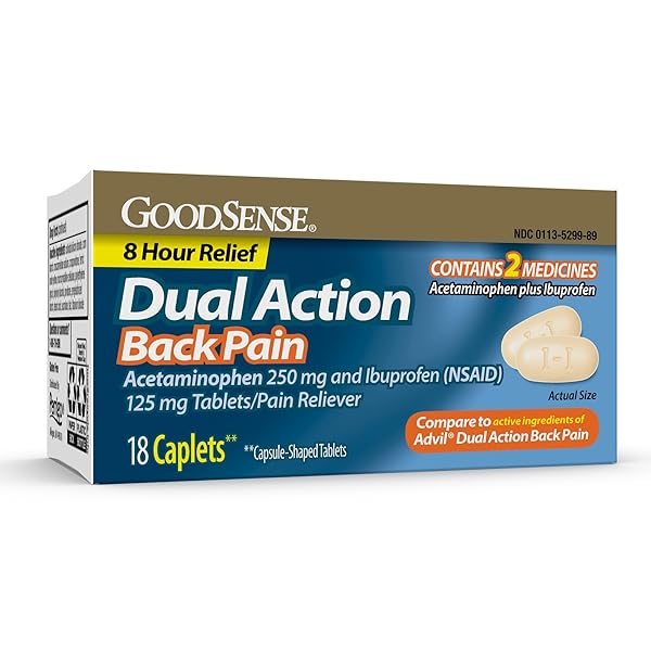 GOODSENSE DUAL ACTION ACETAMINOPHEN AND IBUPROFEN (NSAID) TABLETS, 250 MG/125 MG, BACK PAIN, 18 COUNT