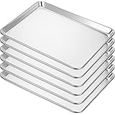 6 Pack Half Size Baking Sheet Pan Cookie Sheet Baking Tray for Oven Aluminum Commercial Pan, Durable & Easy Clean 18”x 13”