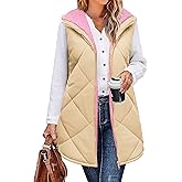 Zeagoo Womens 2025 Reversible Vest Sleeveless Fleece Jacket Double Zip Up Long Warm Winter Coat Outerwear with Pockets