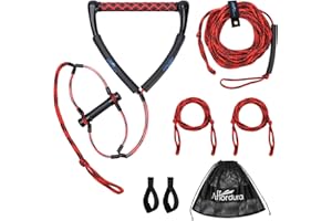 Affordura Wakeboard Rope 75 Feet Water Ski Rope with Handle Ski Ropes for Watersports, Ski Tow Rope for Tubing 4 Sections Tube Tow Rope for Watersports, Storage Bag Included