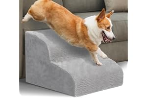 HIDOG Dog Stairs and Ramp, 2-Step Dog Steps for High Beds and Couch, Pet Steps for Small Dogs with Removable Washable Cover, 
