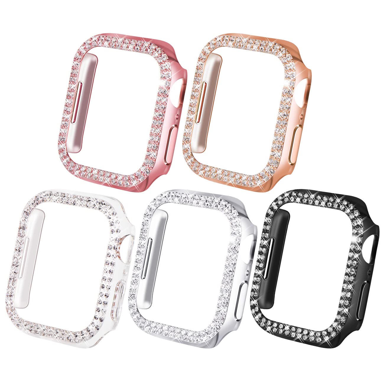 NewWays 5 Pack Women Bling Case 44mm Compatible with Apple Watch Series 6/5/4/SE(2024-2020) Without Protective Film,Overall Protective Diamond Cases for iWatch 44mm,5 Colors โ image 1