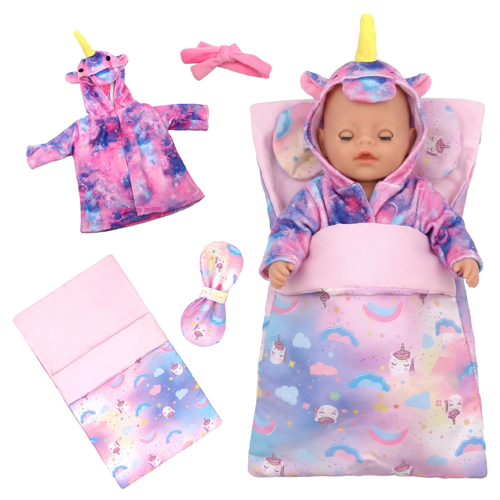 Doll Clothes for 14-18 Inch Doll, Baby Doll Accessories for 35-45cm Dolls, Sweet Dolls Clothes with Sleeping Bag + Bow Pillow+Pajamas, Cute Dream Doll Clothes for Kids and Doll Collectors