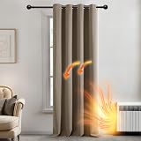Deconovo Eyelet Blackout Thermal Curtain Taupe 100 x 95 Inch 1 Panel view 2