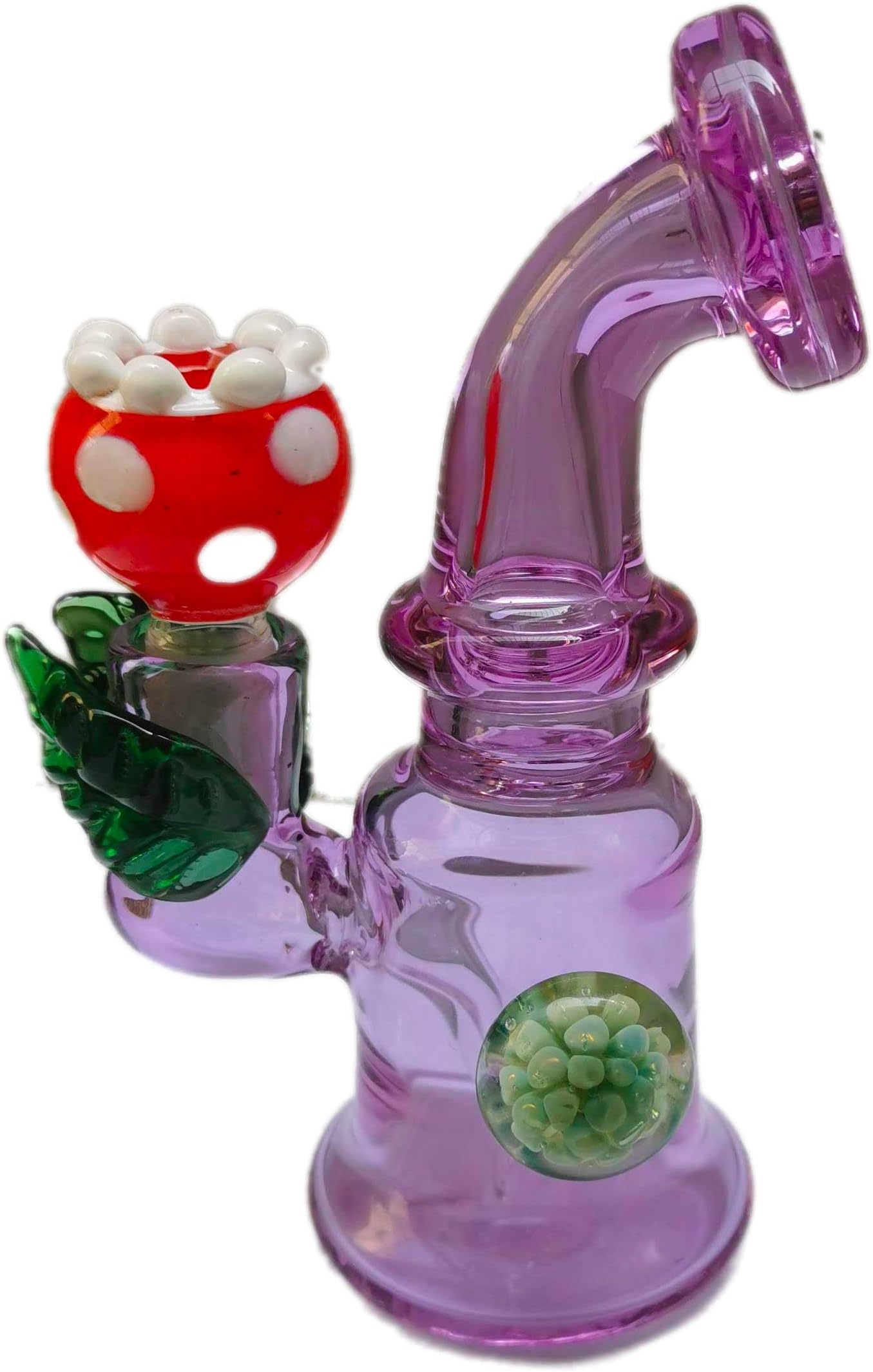 LeafGlass 7 inch Handheld Glass Bong Waterpipe with Bow for Smoking. Higher Lifestyle Collection