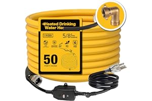 UTOOL 50 FT Heated Water Hose for RV Camper with 90 Degree Elbow, NSF 372 Drinking Water Certified Garden Hose, Automatic Thermostat Antifreeze Protection to -40°F, 5/8" ID, 3/4" GHT Adapter