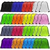 GoodtoU Drawstring Bags - Nylon Gym Bags with Cinch Sack Design (16 Colors, 48Pcs)