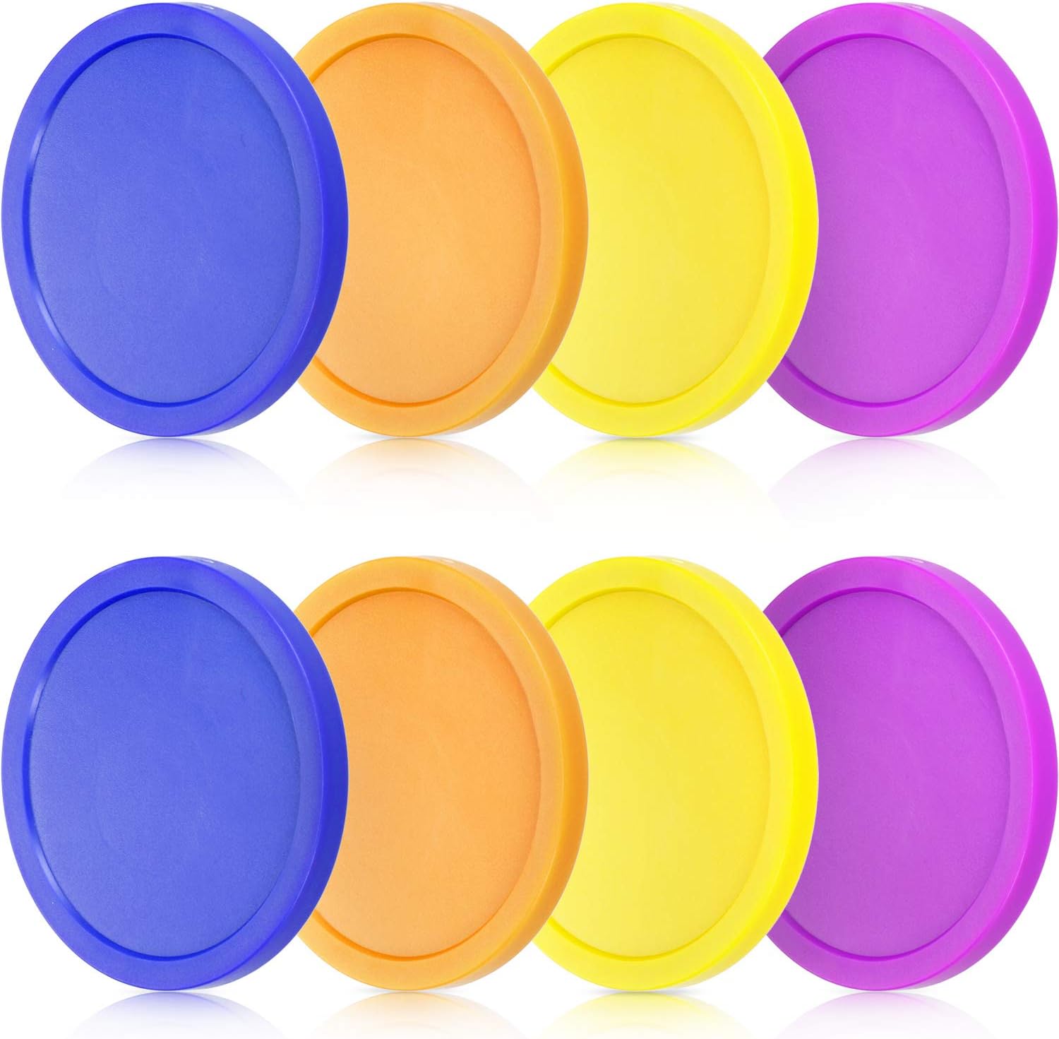 8 Pieces Air Hockey Pucks Replacement Round Pucks for Game Tables, Equipment, Accessories (Blue, Yellow, Purple, Orange, 3.2 Inch): Toys & Games