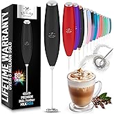 Zulay Kitchen Milk Frother Handheld Electric Whisk – Frother Wand, Durable Drink Mixer, Stainless Steel Whisk, Coffee Frother