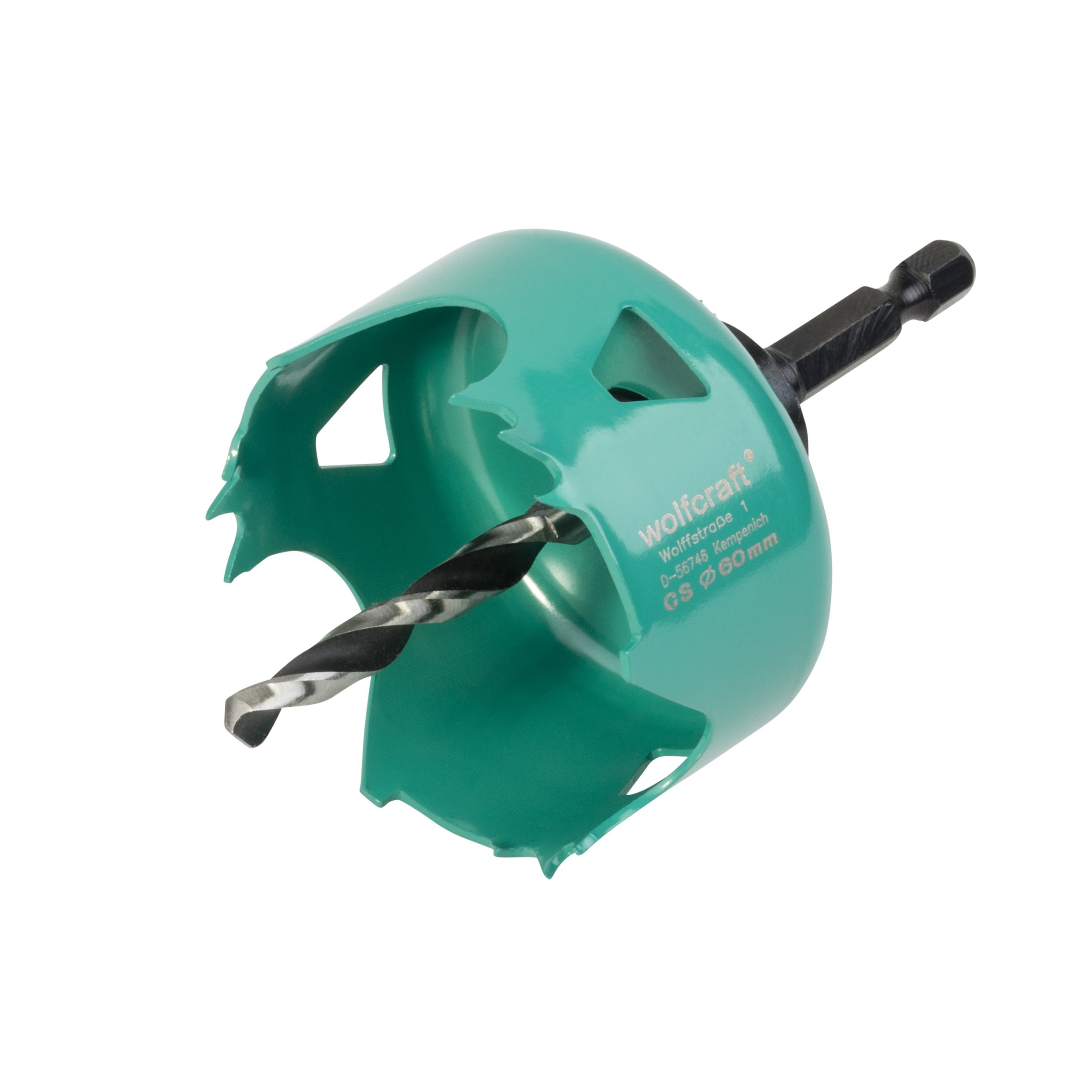 wolfcraft Carbon Steel Hole Saw, Ø 60 mm I 5966000 I for Electrical and Plumbing installations in Wood and Drywall Materials