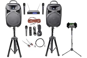 Rockville 8" Smartphone/Laptop/TV Karaoke Machine/System+Wireless Mics+Stand