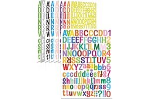 Uniclife 10 Sheets Letter Stickers, 1260 Pcs Scrapbook Stickers, 1 Inch Vinyl Number Alphabet Sticker, Self-Adhesive Stick on Letters for Mailbox Bottles Crafts Posters Decor, 10 Colors