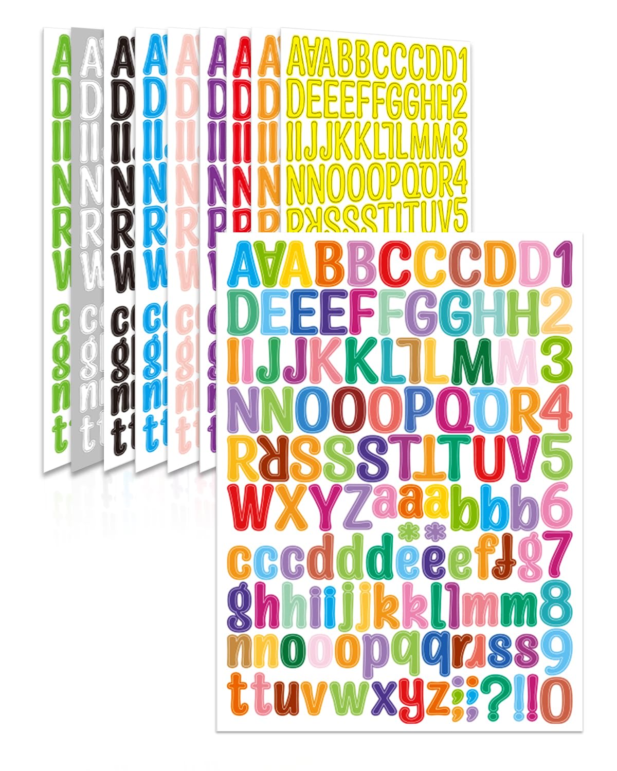 Uniclife 10 Sheets Letter Stickers, 1260 Pcs