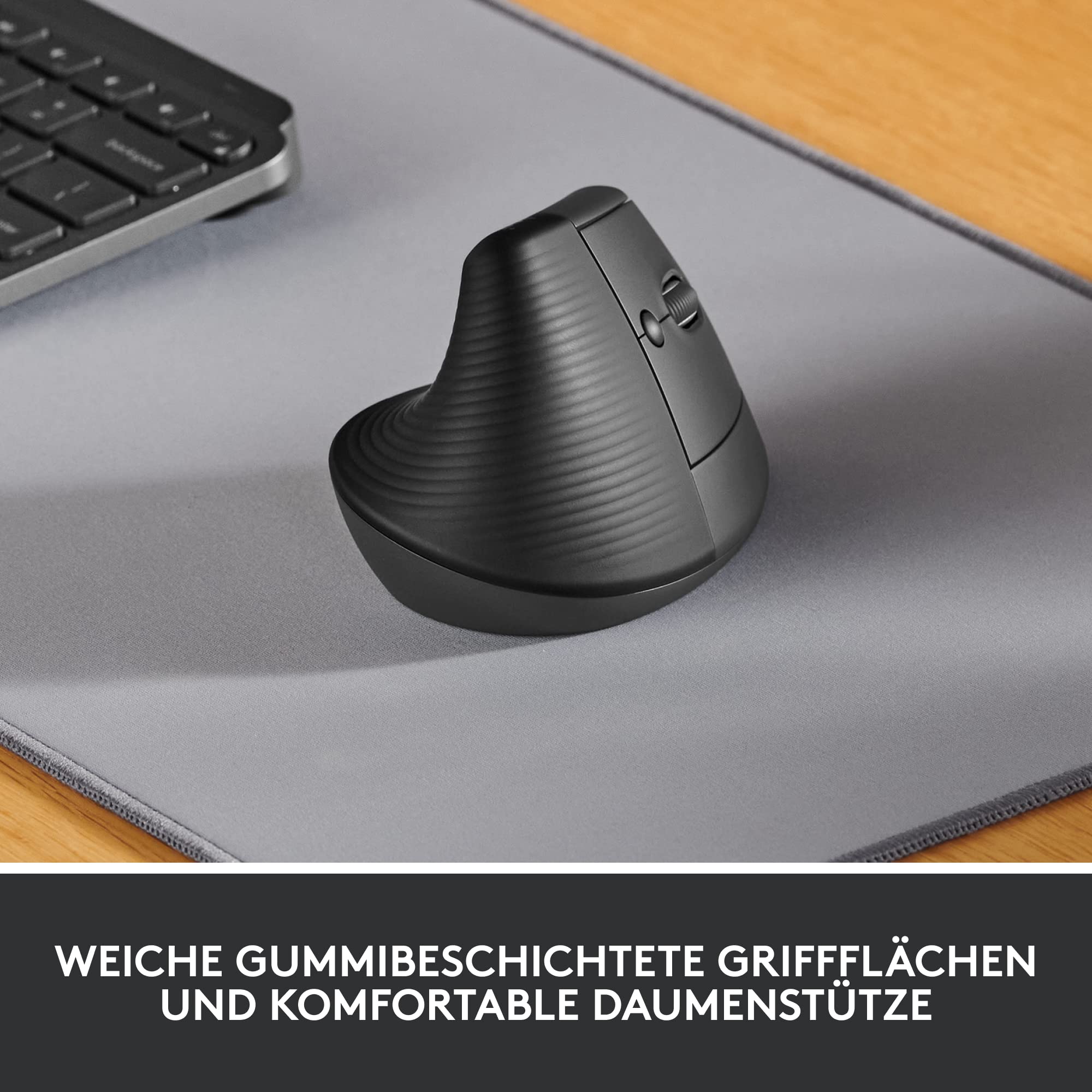 Logitech Lift Vertikale Ergonomische Maus, Kabellos, Bluetooth oder Logi Bolt USB-Empfänger, Leise Klicks, 4 Tasten, Kompatibel mit Windows/macOS/iPadOS, Laptop, PC - Grau 3