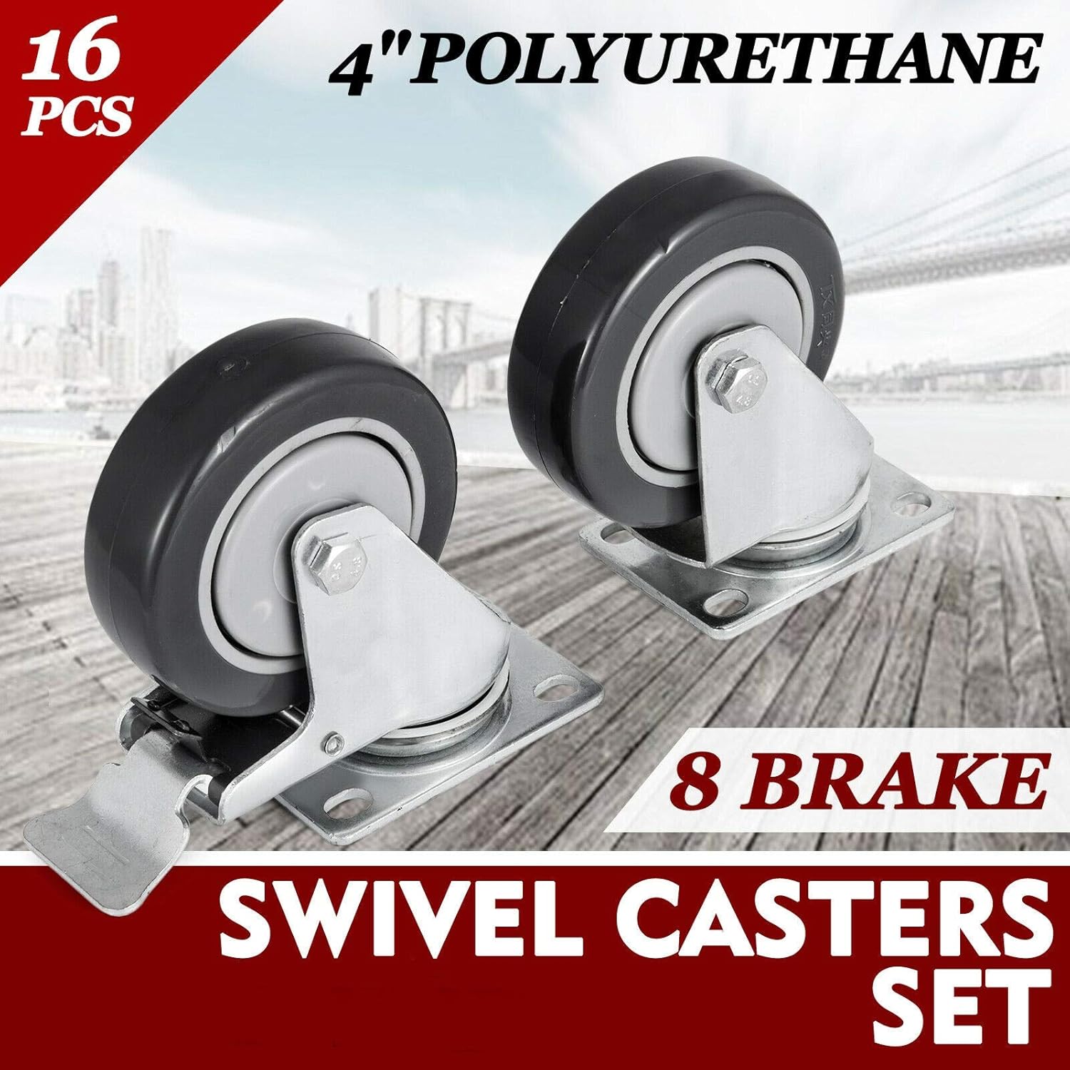 Swivel Plate Caster Set of 4 Heavy Duty Caster Wheels 2 Inch