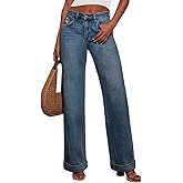 KUNMI Jeans for Women Wide Leg Baggy High Waist Boyfriends Straight Leg Stretchy Denim Pants Trendy Fall 2025