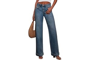 KUNMI Jeans for Women Wide Leg Baggy High Waist Boyfriends Straight Leg Stretchy Denim Pants Trendy Fall 2025