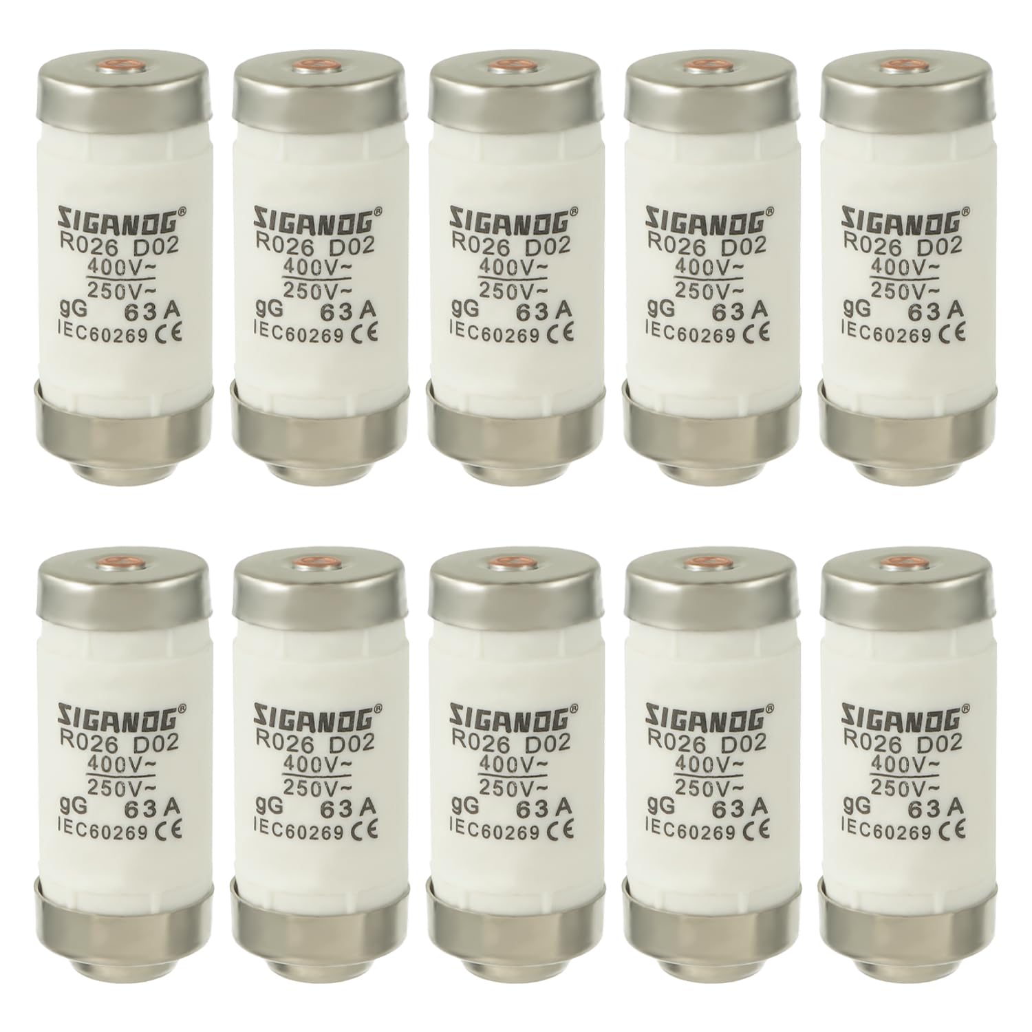 SIGANDG D02 Fuse, Bottle Fuse 63A gL/gG 400VAC (10 PCS)