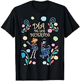 Dancing Skeleton Guitar Dia De Los Muertos Calavera Day Dead T-Shirt