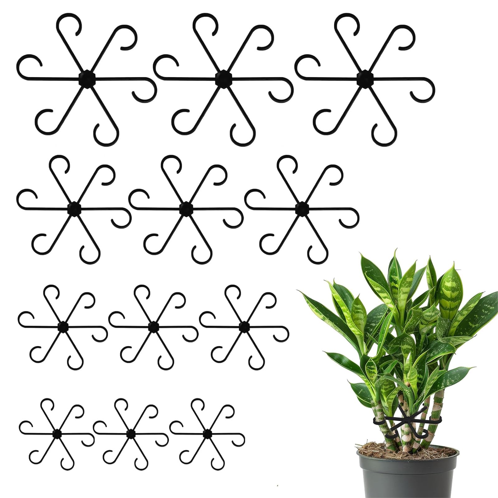 KSVFTB 12 Pcs Plant Supports for Indoor Plants, Monstera Plant Support and Plant Clips, Reliable Plant Stem Holder for Climbing Plants Growth and Indoor Gardening
