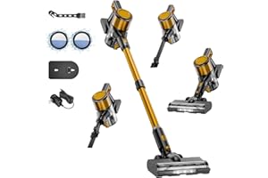 Vaconly Cordless Vacuum Cleaner, 8 in 1 Powerful Stick Vacuum with 45min Runtime, Anti-Tangle Vacuum Cleaners for Home, Lightweight Handheld Wireless Vacuum for Hardwood Floor Carpet pet Hair, Gold
