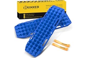 BUNKER INDUST Off Road Traction Boards, Pair Recovery Tracks Traction Mat for Vehicle Truck Jeep SUV, Mud, Snow, Sand Ramp-Bl