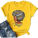 OCURHU Women Black History T Shirts Afro American Culture Awareness Shirt Vintage Natural Hair Melanin Tee Tops