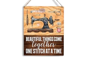 YCYD Retro Sewing Supplies Home Decor Wall Decor Sewing Accessories Wall Art Rustic Wooden Hanging Sign Quilting Supplies for Quilters Sewers Seamstresses Office House Home Sewing Room Living Room Decor