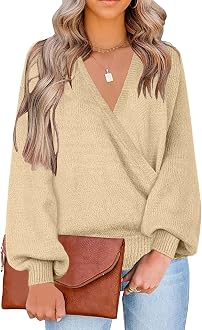 Knit Long Sleeve Faux Wrap Wrap Sweater 