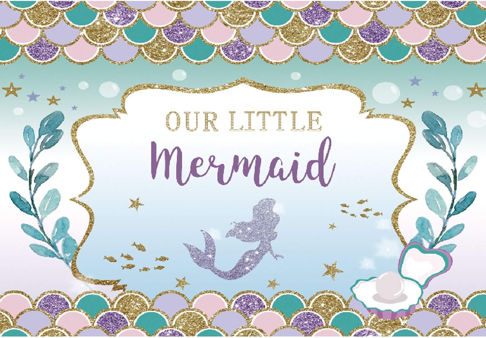 vLoveLife Mermaid Birthday Party Photography Backdrops Newborn Baby Shower Photo Background Flower Love Backdrop Photo Studio