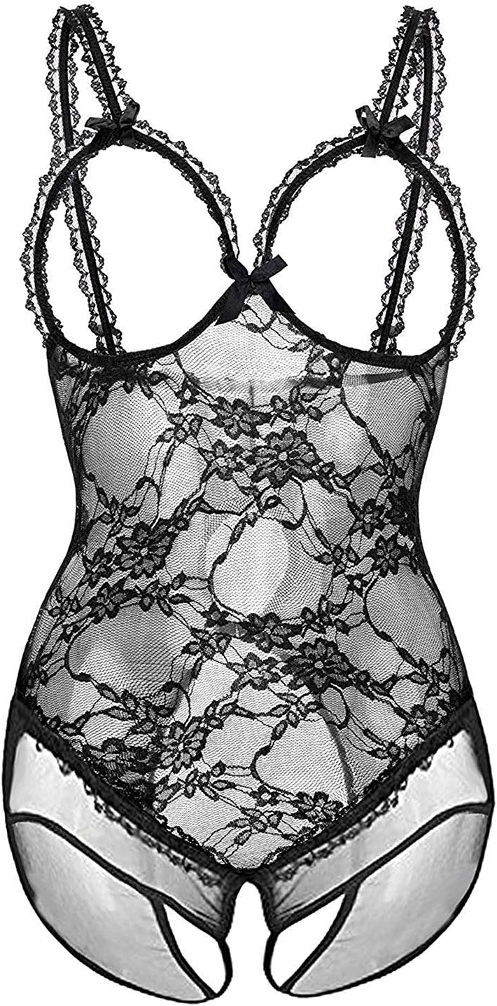ZAPZEAL Women Sexy Lingerie Open Cup Crotchless Bodysuit Lace Nightie Backless Dress Erotic Lingerie for Women for Sexy Plus Size UK 6 8 10 12 14 16 18 20