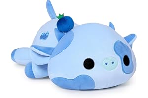 Onsoyours Cute Cow Plushie, Soft Stuffed Blueberry Cow Squishy Plush Animal Toy Pillow for Kids (Blueberry Cow, 12")