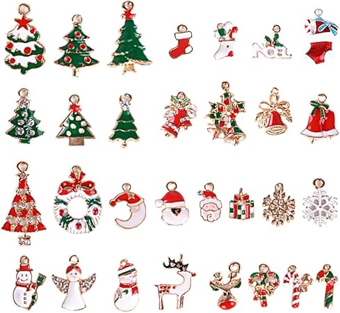 Immagini Natalizie Colorate.30 Pz Mini Ciondoli Natalizi Colorati Pendenti Per Natale Gioielli Fai Da Te Collane Bracciali Stili Misti Amazon It Casa E Cucina