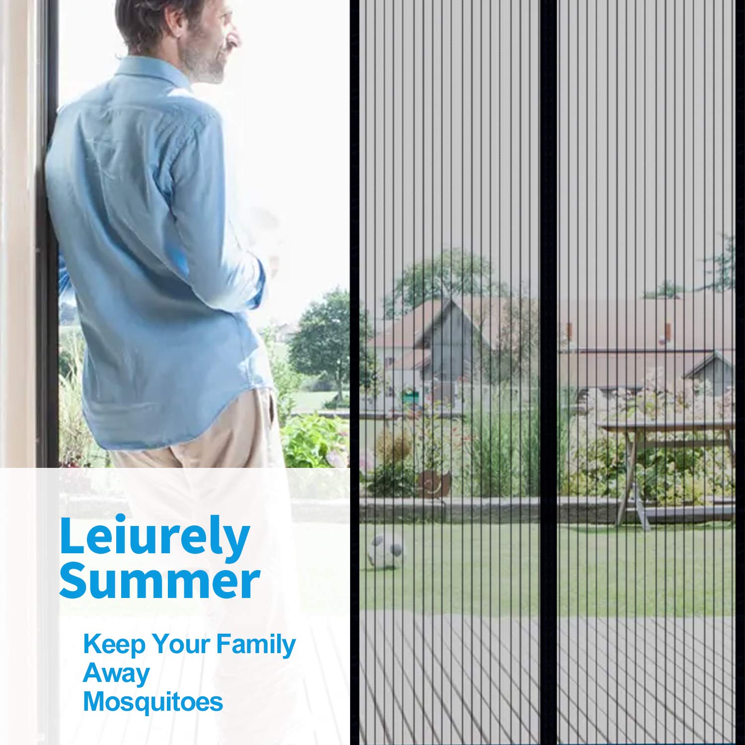 Magnetic Fly Screen Door, Insect Screen Mesh Curtain with Powerful Magnets and Full Frame Magic Tape Bug Protection and Keep Fresh Air Fits Door Up to 90 x 210cm, 35\