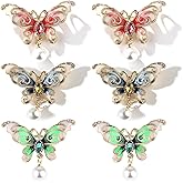 ESIW 6 PCS Multicolor Metal Border Butterfly Pin Rhinestone Crystal Butterfly Brooch Pin Lapel Pin (3 Colors)