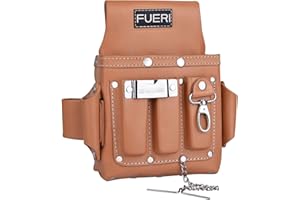 FUERI Professional 4 Pocket Electrician Tool Pouch Tool Bag Tool Kit | High Grade Premium Leather, Riveted Reinforcement Organizer Tool Holder | Carpenters Tool Pouch 4 Pockets