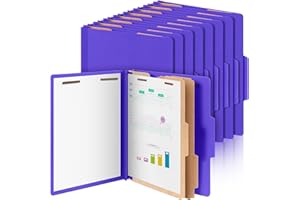 Skyygemm 12 Pcs Classification Folders Letter Size Bulk - 2 Dividers Pressboard File Folder with 3. 5 Inch Expansion, 2 Prongs Fastener, Heavy Duty Office File Organizer for Teacher Medical (Purple)