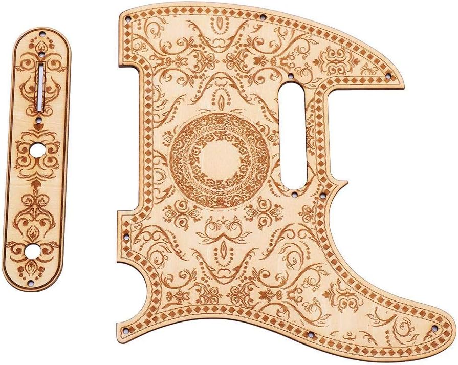 Guitar Pickguard, Maple Wood Plate Protector Engraving Vintage Style Pickguard Set for TL Guitar Replacement Parts