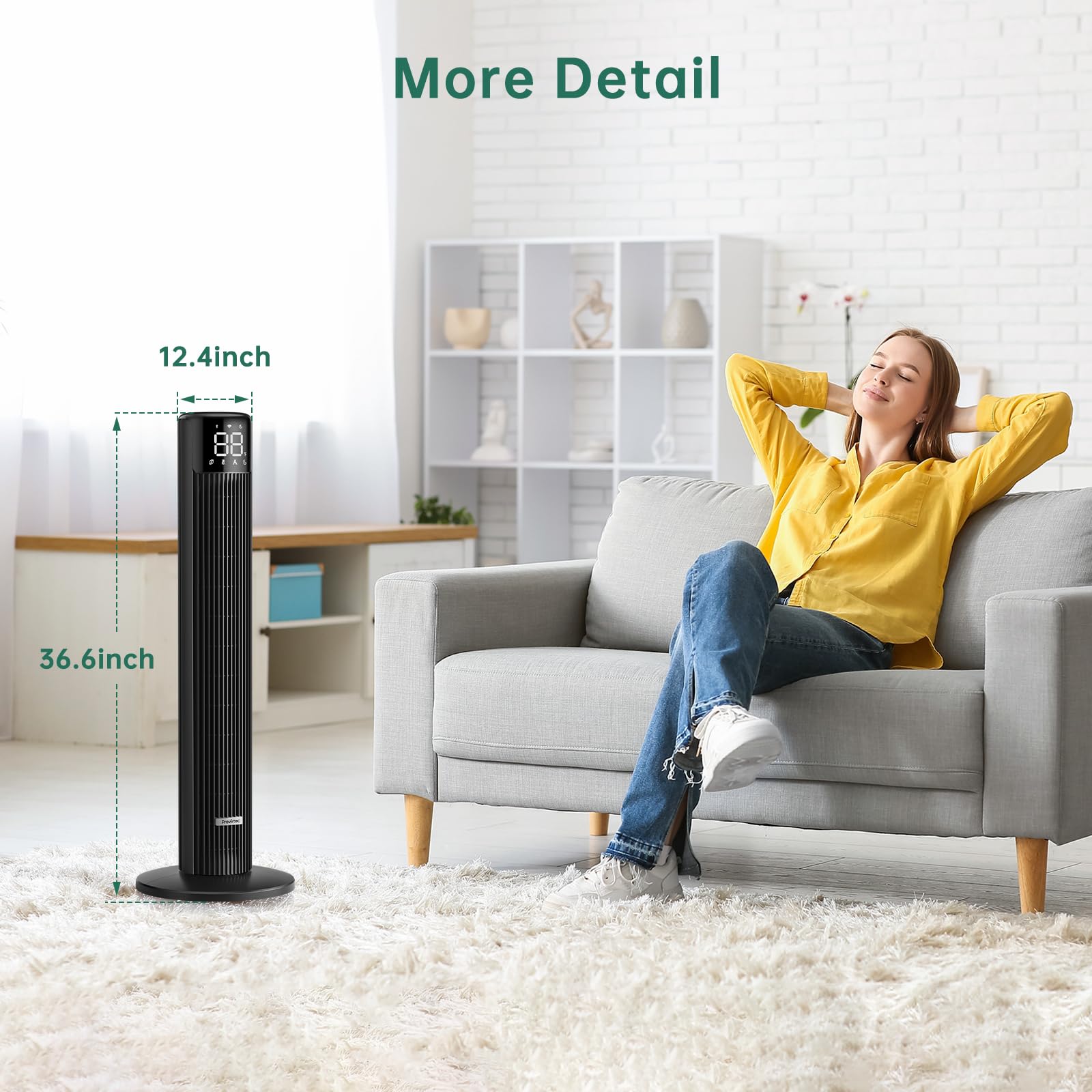 WindMaster Smart Tower Fan for Bedroom, 90° Oscillating Floor Fan Cold, Quiet Tower Fans for Home Bedroom, 36 inch Tall Standing Tower Fans 4 Modes 6 Speeds, 24H Timer Works with APP & Remote