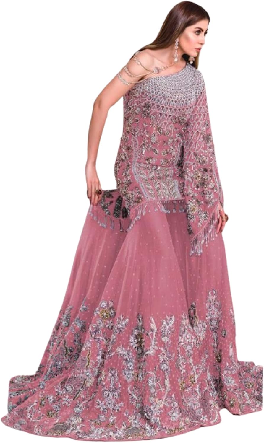 Amazon.com: Pink Indian Muslim Women Abaya Hijab Sharara Garara Party Wear Pakistani Dress With 