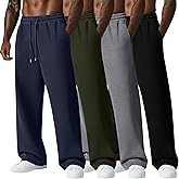 August Alley 4 Pack Men's Big and Tall Sweatpant Thin Athletic Workout Jogger Open Bottom Baggy Drawstring Pants with Pockets