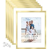 Icona Bay 11x14 Picture Frames w/Removable Mat for 8x10 Photos (Gold, 6 Pack), Modern Professional Frame Set, Wall Mount Only, Noble Collection