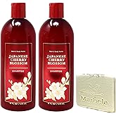 Bath & Body Works Japanese Cherry Blossom 2 Pack Shampoo Bundle with a Natural Oats Sample Soap