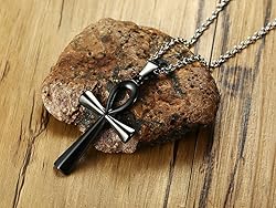 HUANIAN Men's Stainless Steel Coptic Anka Cross