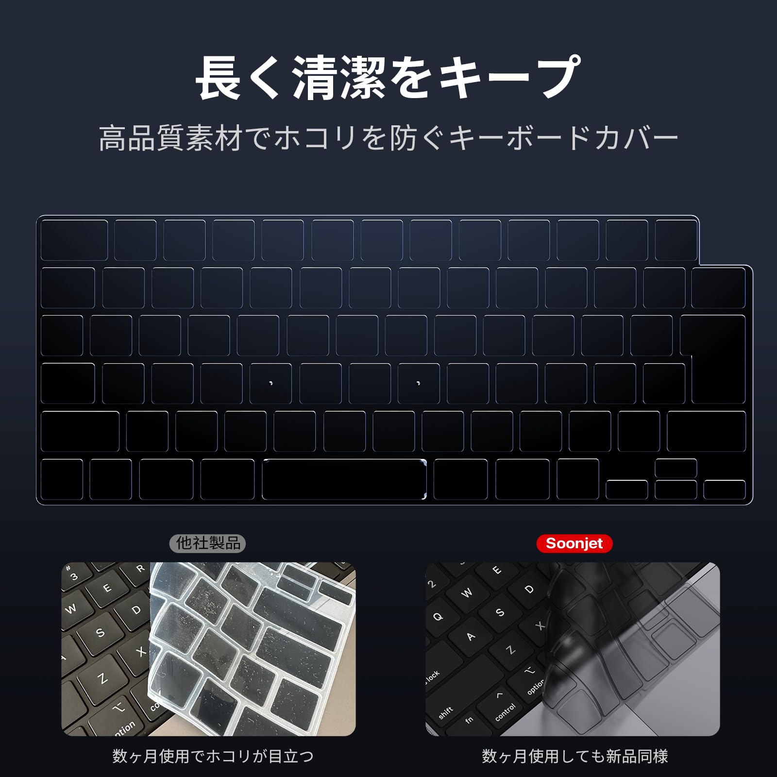 Premium Keyboard Cover Protector Ultra Thin Keyboard Skin for M2 M3 M4 MacBook Air 15