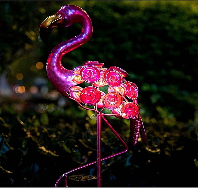 Solar Garden Lights Flamingo Outdoor Solar Lights Metal Decorative Pathway Lights Path Landscape