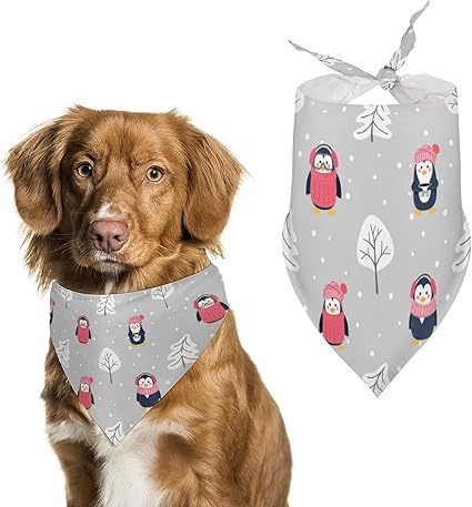 Amazon ペットバンダナ かわいい 漫画 ペンギン 犬のバンダナ 犬用 猫用 ネッカチーフペット 三角スカーフ よだれカバー バンダナ 水洗い可 柔らかくかわいい 食事用 誕生日 お散歩 犬の首輪バンダナ Qym バンダナ 通販
