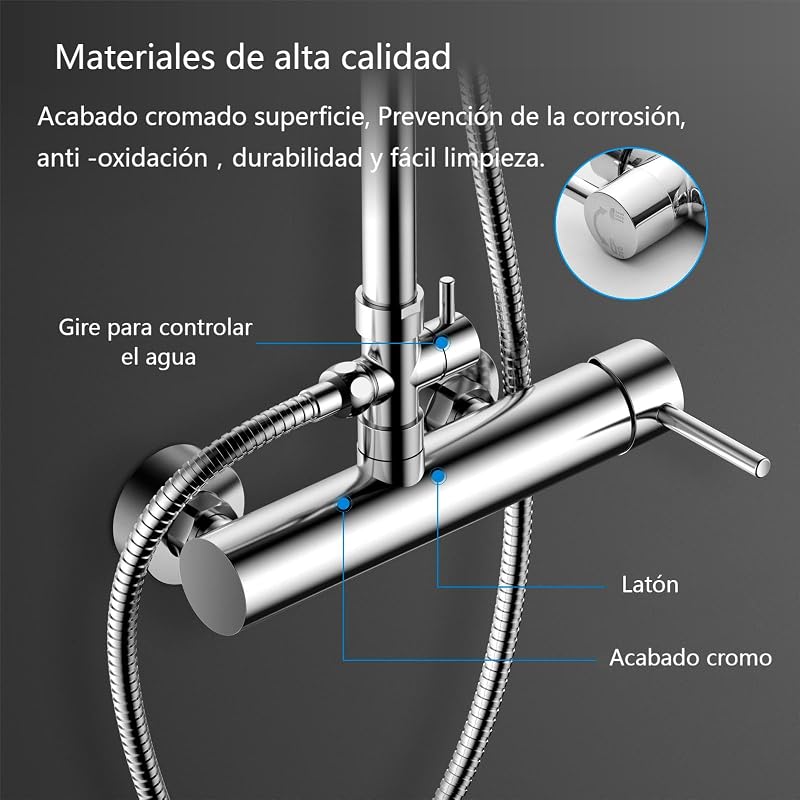 Columna de Ducha, YOOZENA Columna Ducha con grifo, Ducha lluvia 23 CM