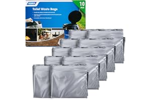 Camco Toilet Waste Bags - Features a Biodegradable Powder & Leak Proof Double Bag Design - Great for Camping, RVing, Hiking, or Boating - 10-Pack (41548)